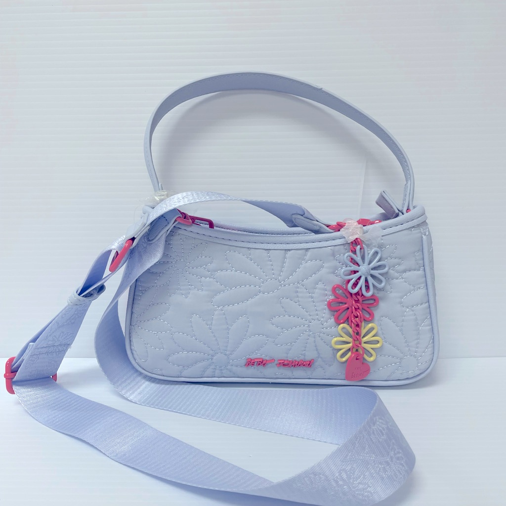 Betsey Johnson Quilted Floral Bag With Floral Bag Charms